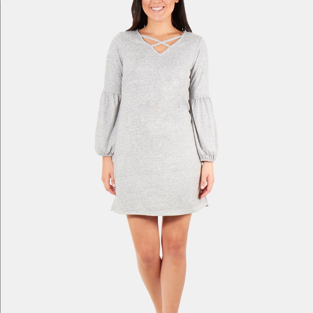 NY Collection GREY sweater dress. Petite Large